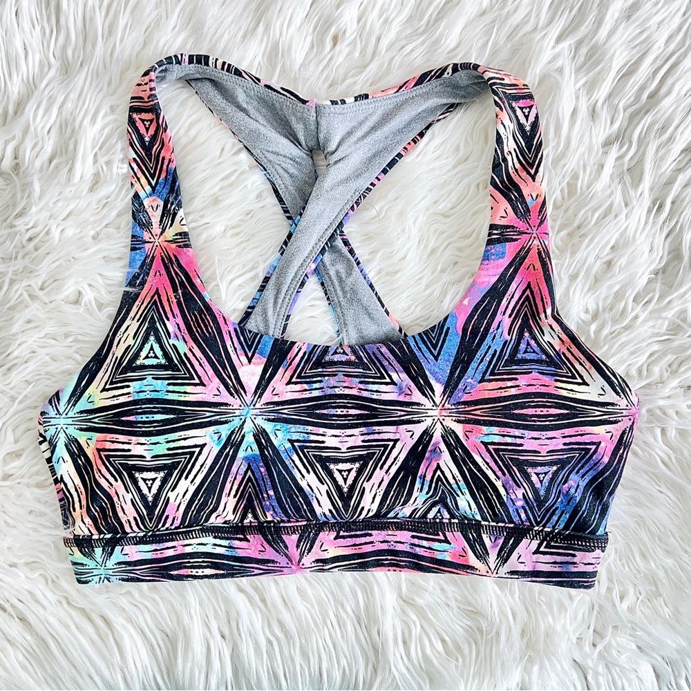 Born primitive geometric rainbow sports bra